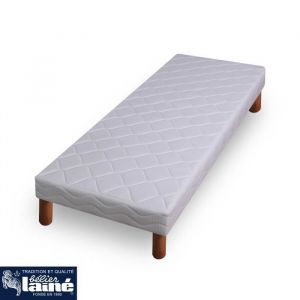 Laine - Sommier tapissier 14 lattes garni poly&eacute;ther 80x200m