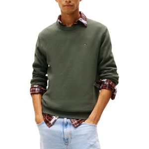 Tommy Hilfiger Tommy Jeans TJM Slim ESS Sweater EXT DM0DM21787 Pull pour Homme, Vert fonc&eacute;, S, Vert (Vert fonc&eacute;), S