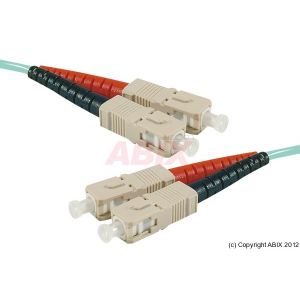 MCAD Cordon fibre optique AQUA duplex OM3 en 50/125um SC vers SC 50cm