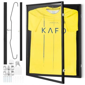 Présentoir pour maillot de sport-VEVOR-610x812x40 mm boîte à ombre verrouillable de jersey protection UV 98% en verre PC