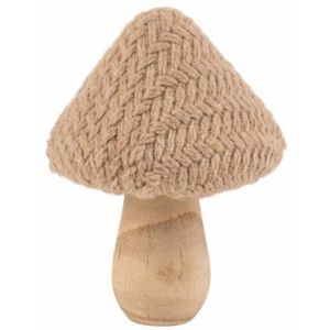 Ruedelafete Champignon en tricot sur pied en bois 14cm, Beige
