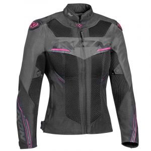 Ixon Blouson Moto Draco Lady - Noir, Gris Anthracite Et Rose Fushia, Taille: Xl=44