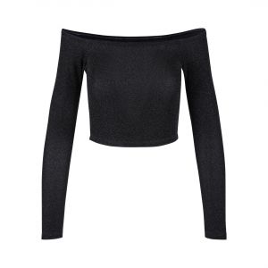 Urban classics Pull à manches longues pailleté avec épaules dénudées femme