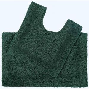 Tapis de bain et contour wc en coton - Vert mousse - Homescapes