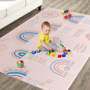 Tapis D'éveil Bébé Pliable Epais Réversible 120x180x1cm - Tapis De Jeu Pour Enfant Bebe - Tapis De Sol XXL En Mousse - Tapis De Motricité Favorisant Le Développement Sensoriel - Cadeau Naissance Bébé