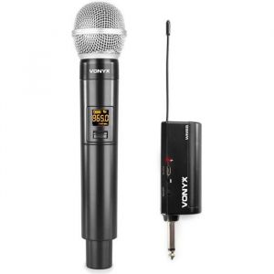 Vonyx WM55 Microphone sur batterie Plug-and-Play UHF sans fil – Avec récepteur Plug-in, 10 canaux, Distance 30 à 50 m, Idéal pour le