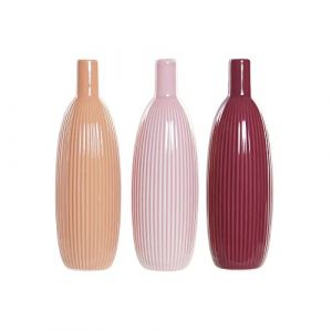 Image de Vase DKD Home Decor Rose Corail Terre cuite Porcelaine 10 x 10 x 32 cm (3 Pièces)