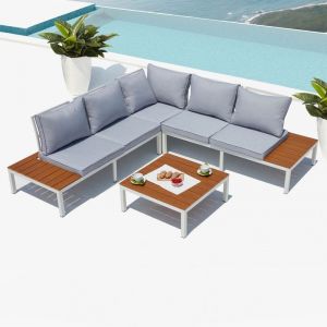 Concept-Usine Fira, salon de jardin en aluminium Blanc & Gris