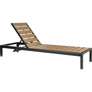 Beliani Transat de Jardin Moderne Dossier Réglable Bois Clair et Aluminium Noir Nardo - Bois clair