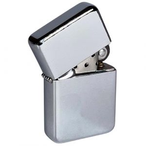 Champ Briquet à Essence Satin, Briquet Tempête Chrome Brossé, Haute Qualité, Compact (5,8 x 4 x 1,3 cm), Rechargeable, Briquet Coupe-Vent, Compatible Carburant Zippo, Gris, 40400344