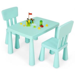 Giantex Table Enfant avec 2 Chaises & Dossier Ergonomique pour Enfant 1-7 Ans (Vert)