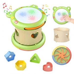 Jouet Musical - TUMAMA - 2020 Version Am&eacute;lior&eacute;e - Tambour Interactif - 12 Sons dAnimaux - 8 Chansons B&eacute;b&eacute;