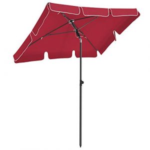 Image de Songmics Parasol de Balcon rectangulaire 2 x 1,25 m, Protection UPF 50+, Ombrelle, Toile avec revêtement en PA, Sac de Transport, terrasse, Jardin, sans Socle, Rouge GPU025R01