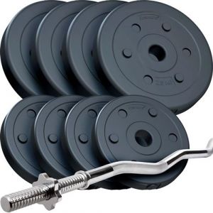 Image de ScSPORTS Jeu d'Halt&egrave;res - 22 kg, Barre de Curl 120 cm, Plaques de Poids Plastifi&eacute;es 4 x 2,5 kg / 4 x 1,25 kg, &Oslash; 30/31 mm, Charge Max 110 kg - Set d'Halt&egrave;res, Entra&icirc;nement, Musculation