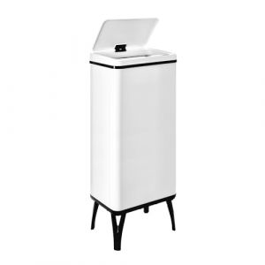 WELL HOME MOBILIARIO & DECORACIÓN Poubelle intelligente avec ouverture automatique ou contact manuel de 60 l, 35,5 x 26 x 95,5 cm, couleur blanche.