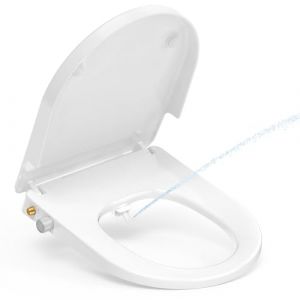 YEAUPE PRO Abattant wc japonais Forme D, YEAUPE PRO Abattant WC avec frein de chute, non électrique avec double buses rétractables autonettoyantes, Kit Abattant japonais, Blanc, 42.7 * 37CM