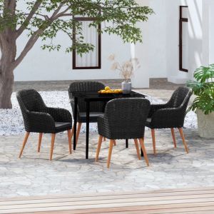 VidaXL Ensemble De Salle ¿¿ Manger De Jardin Avec Coussins 5 Pcs Noir