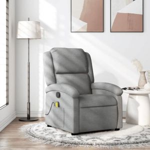 Image de VidaXL Fauteuil de massage inclinable Gris clair Tissu 83902 - Gris