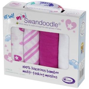 Cuski 4 langes Mini Swandoodles Jolie Heart en mousseline de bambou bio