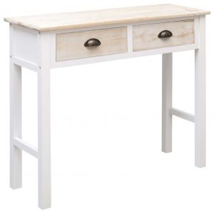 Image de VidaXL Table console Blanc et naturel 90 x 30 x 77 cm Bois