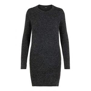 Vero Moda Vmdoffy Ls O-Neck Dress Noos Robe, Noir (Black Detail: Mélange), 40 (Taille Fabricant: Medium) Femme