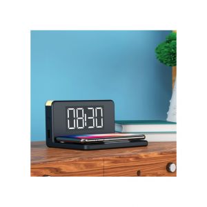 Image de Montre Réveil avec Chargeur sans Fil Qi Noir Neuf
