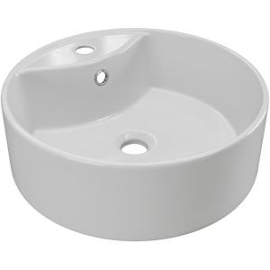 Vasque à poser blanche ronde en céramique - 40 cm - DARINI