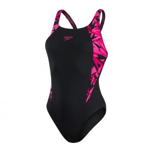 Speedo Maillot De Bain Hyperboom Splice Muscleback Eco Endurance+ UK 32 Black / Electric Pink / Ecstatic Pink