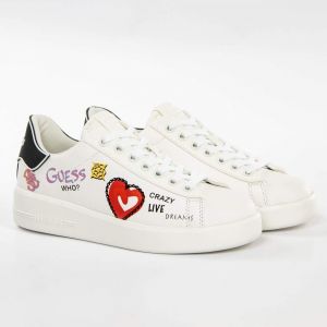 Guess BASKETS ROCKIES IMPRIMÉ LOGO Blanc - Couleur Blanc - Taille 36