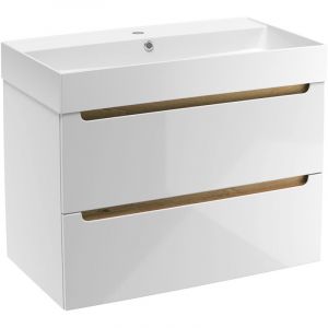 Naturel Meuble de salle de bain avec lavabo Naturel Stilla 80x60x45 cm blanc (STILLAD08057U2)