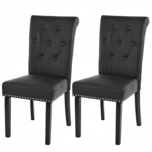 Décoshop26 Lot de 2 chaises de salle à manger design noir pieds foncés CDS04010
