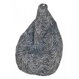 Alter Pouf avec motif zèbre, noir et blanc, Dimensions 80 x 120 x 80 cm