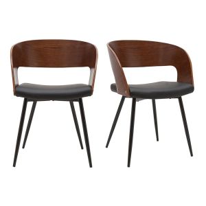 Miliboo Chaises design bois foncé noyer, assises et métal (lot de 2) RIFF