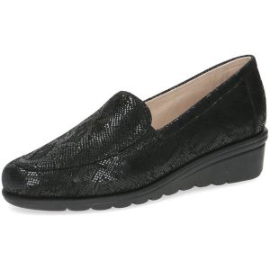 Caprice Chaussons en Cuir pour Femme avec Talon compens&eacute;, Black Reptile, 38 EU