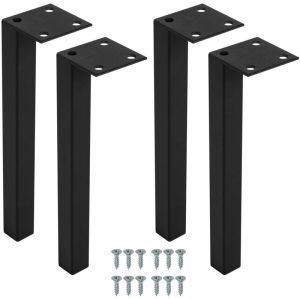 4 un. Pied carr&eacute; noir pour meuble de salle de bain FURNIDEA en m&eacute;tal h: 15 cm