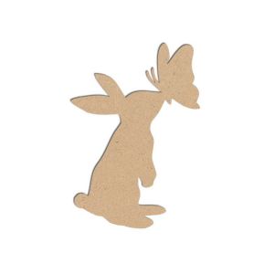 Lapin papillon en bois m&eacute;dium - 5 x 3,5 cm