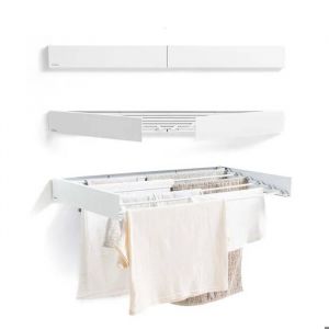 Innova Goods Étendoir à linge mural pliable Dryva 100, extensible et rétractable, blanc, 100 x 9,5 x 2,5 cm