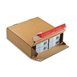 ColomPac Carton d'exp&eacute;dition Eurobox M Brun simple cannelure, fermeture adh&eacute;sive L29,4 x H13,7 x P9,4 cm