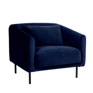 DRAWER WINSEN - Fauteuil en velours pieds droits en métal - Bleu marine