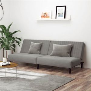 VidaXL Canapé-lit à 2 Places, Lit de Jour avec Dossier, Lit d'Invité, Meuble de Chambre Salon Salle de Séjour, Moderne, Gris Clair Velours