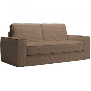 Image de Mobilier Deco - mindy - Canapé 3 places convertible rapido velours côtelé taupe matelas 14 cm