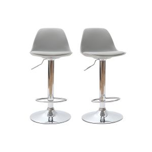 Miliboo Tabourets de bar design gris clair (lot de 2) STEEVY