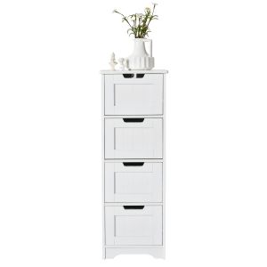 Coast Floor Storage Cabinet Bathroom Cabinet with 4 Drawers 30 x 30 x 83.5 cm White - Freestanding Nightstand and Side Table for Living Room, Bedroom, Kitchen and Office