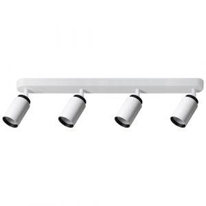 EDO Spot de Plafond Orientable Blanche et Noire MALGA DUO 4, Plafonnier 4 Spot avec Douille GU10, &Eacute;clairage de Plafond Moderne, Luminaire Plafonnier 230V, Barre de Spot pour Salon Chambre &agrave; Coucher