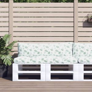 VidaXL Coussins de palette 2 pcs motif de feuilles tissu Oxford