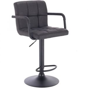 Tabourets de Bar. Anthracite. Assise en Similicuir. Rotatif Réglable en Hauteur. Pied en métal - Woltu