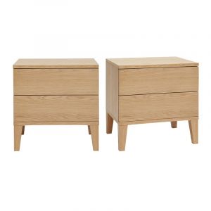 Miliboo Tables de chevet avec rangements 2 tiroirs bois clair ch&ecirc;ne (lot de 2) freddy