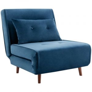 Fauteuil convertible en velours bleu nuit URIBIA
