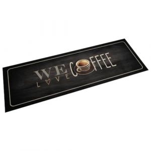 VidaXL Tapis de cuisine lavable texte Coffee 60x180 cm velours Noir