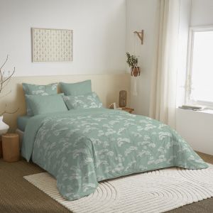 Univers d&eacute;cor Pack complet housse de couette r&eacute;versible pour lit 140 x 190 cm Landscape Menthe
